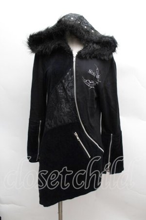 画像: Sixh / ファーフード切替パーカー  黒 S-25-12-13-026-HN-TO-HR-ZS