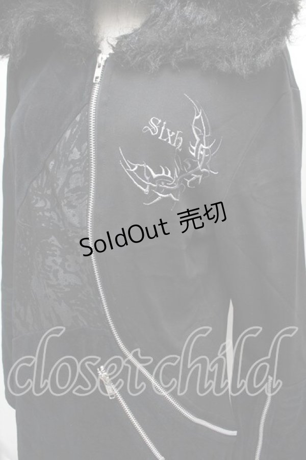 画像2: Sixh / ファーフード切替パーカー  黒 S-25-12-13-026-HN-TO-HR-ZS (2)