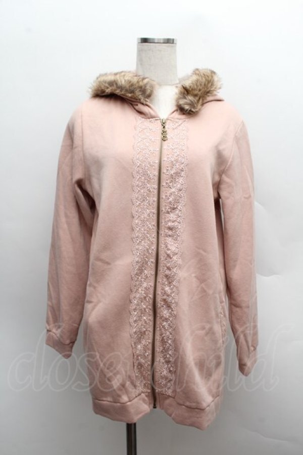 画像1: axes femme / ファー付ロングパーカー  ピンク S-25-12-13-033-AX-TO-HR-ZS (1)