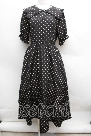 画像: m petit by misako / 梨地水玉半袖ワンピース M 黒 S-25-12-13-036-LO-OP-AS-ZS