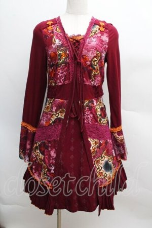 画像: Ozz oneste / チャイナ切替ワンピース  ワイン S-25-12-13-039-OO-TO-HR-ZS