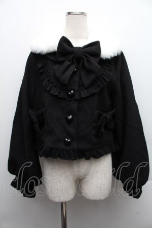 画像: To Alice / ファー襟付きリボンコート  黒 S-25-12-15-053-LO-CO-HR-ZS