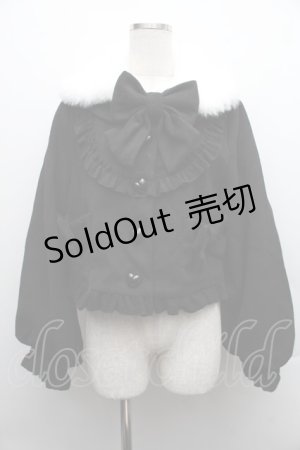 画像: To Alice / ファー襟付きリボンコート  黒 S-25-12-15-053-LO-CO-HR-ZS