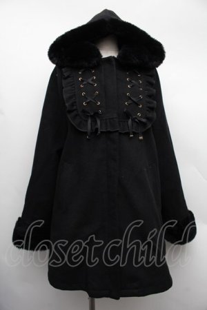 画像: Rojita / スピンドルフーディーコート  黒 S-25-12-15-056-LO-CO-HR-ZS