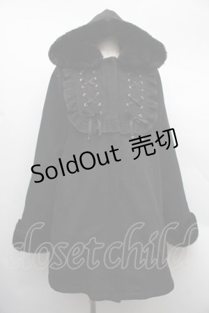 画像: Rojita / スピンドルフーディーコート  黒 S-25-12-15-056-LO-CO-HR-ZS