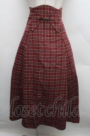 画像: axes femme / コルセット風チェック柄スカート  ワイン S-25-12-15-058-AX-SK-HR-ZS