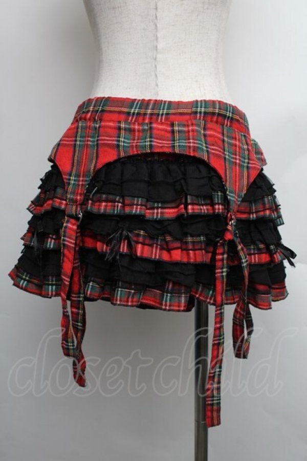 画像2: Drug Honey / タータンチェックスカート  赤 S-25-12-15-059-PU-SK-AS-ZS (2)