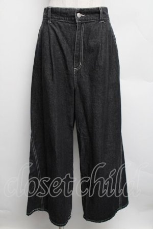 画像: axes femme / バックリボンワイドデニムパンツ  ブラックデニム S-25-12-15-062-AX-PA-AS-ZS