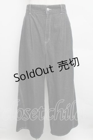 画像: axes femme / バックリボンワイドデニムパンツ  ブラックデニム S-25-12-15-062-AX-PA-AS-ZS