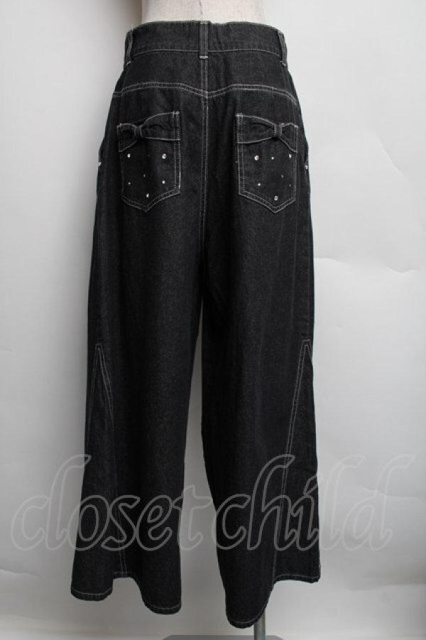 画像2: axes femme / バックリボンワイドデニムパンツ  ブラックデニム S-25-12-15-062-AX-PA-AS-ZS (2)