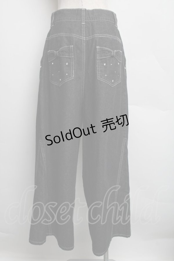 画像2: axes femme / バックリボンワイドデニムパンツ  ブラックデニム S-25-12-15-062-AX-PA-AS-ZS (2)