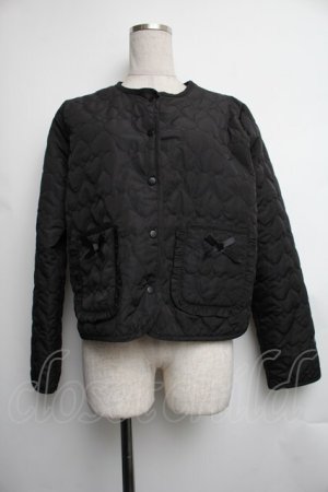 画像: m petit by misako / クロミタフタハートキルトジャケット  黒 S-25-12-15-063-LO-JA-HR-ZS