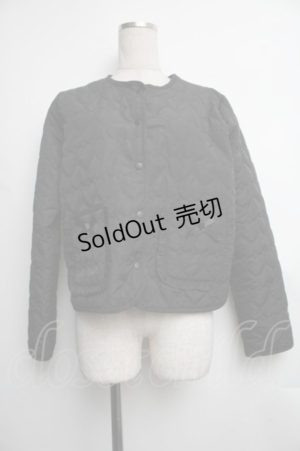 画像1: m petit by misako / クロミタフタハートキルトジャケット  黒 S-25-12-15-063-LO-JA-HR-ZS (1)