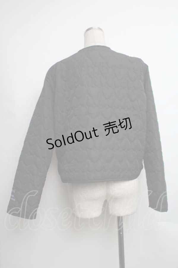 画像2: m petit by misako / クロミタフタハートキルトジャケット  黒 S-25-12-15-063-LO-JA-HR-ZS (2)