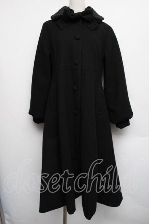 画像: m petit by misako / AM*リボンコート  黒 S-25-12-15-064-LO-CO-HR-ZS