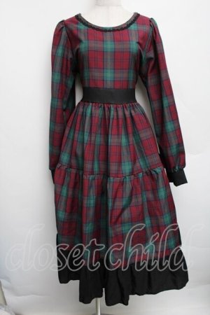 画像: marcHenTica by Hiroko Tokumine / チェックワンピース  赤ｘグリーン S-25-12-15-065-LO-OP-AS-ZS