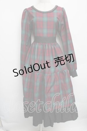 画像: marcHenTica by Hiroko Tokumine / チェックワンピース  赤ｘグリーン S-25-12-15-065-LO-OP-AS-ZS