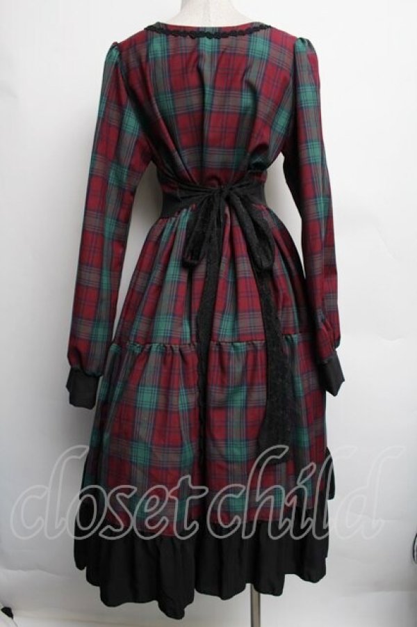 画像2: marcHenTica by Hiroko Tokumine / チェックワンピース  赤ｘグリーン S-25-12-15-065-LO-OP-AS-ZS (2)