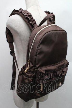 画像: m petit by misako / ナイロンフリルリュック  ブラウン S-25-12-15-008-LO-BG-HR-ZS