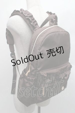 画像: m petit by misako / ナイロンフリルリュック  ブラウン S-25-12-15-008-LO-BG-HR-ZS