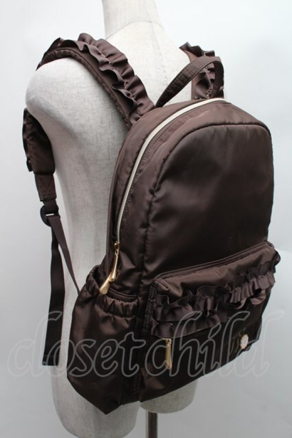 画像1: m petit by misako / ナイロンフリルリュック  ブラウン S-25-12-15-008-LO-BG-HR-ZS (1)
