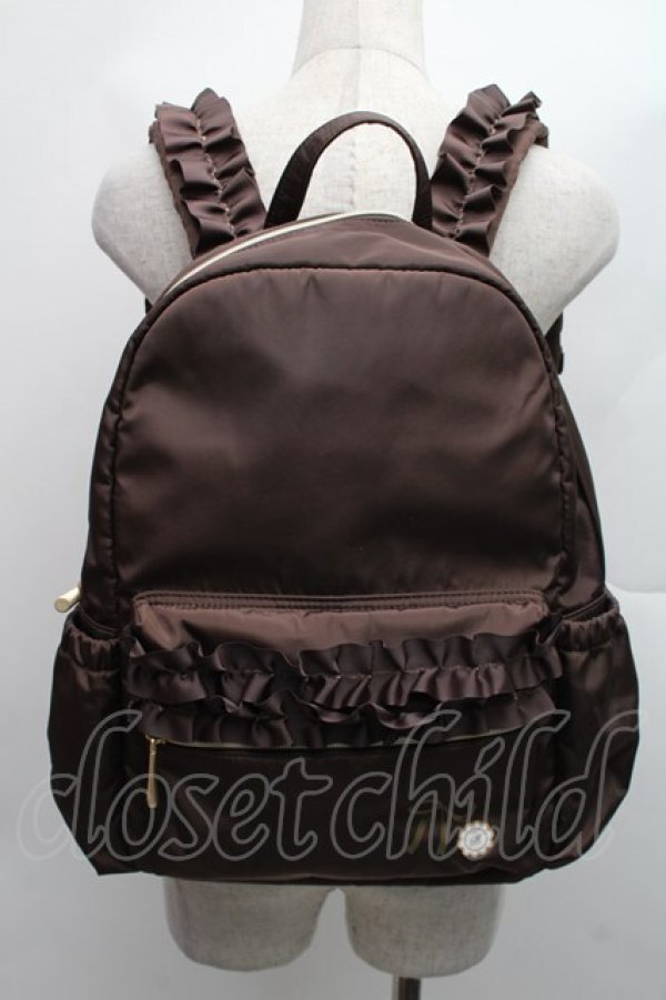 画像2: m petit by misako / ナイロンフリルリュック  ブラウン S-25-12-15-008-LO-BG-HR-ZS (2)