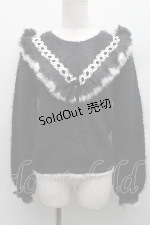 画像1: axes femme kawaii / フェザーニットPO  黒 S-25-12-15-014-AX-TO-HR-ZS (1)