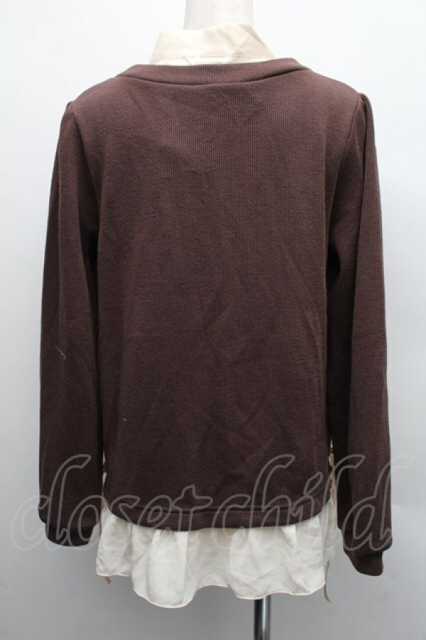 画像2: axes femme / ボウタイシャツレイヤードプルオーバー  ブラウンｘキナリ S-25-12-15-018-AX-TO-HR-ZS (2)