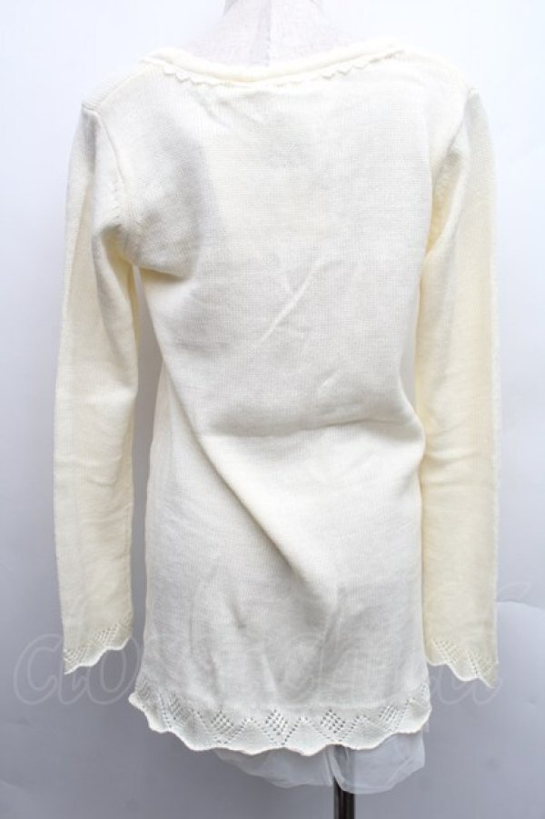 画像2: axes femme / 透かしバラロングカーディガン  オフ S-25-12-15-021-AX-TO-AS-ZS (2)