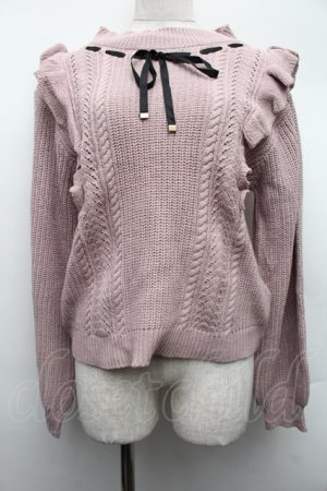 画像: axes femme / 肩フリルニット  ピンク S-25-12-15-023-AX-TO-HR-ZS