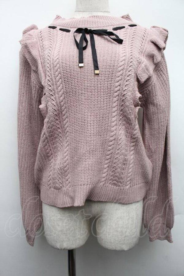 画像1: axes femme / 肩フリルニット  ピンク S-25-12-15-023-AX-TO-HR-ZS (1)