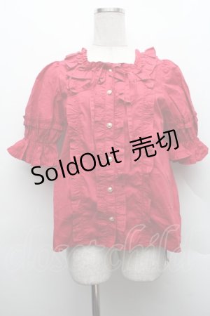 画像: Chalmiere / スクエア開きコットンブラウス  赤 S-25-12-15-025-AX-BL-AS-ZS