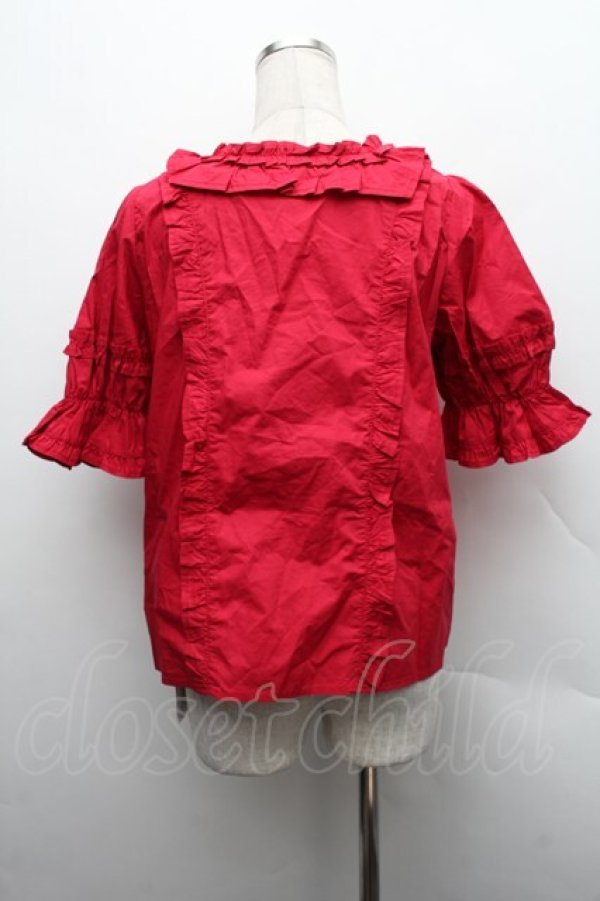 画像2: Chalmiere / スクエア開きコットンブラウス  赤 S-25-12-15-025-AX-BL-AS-ZS (2)