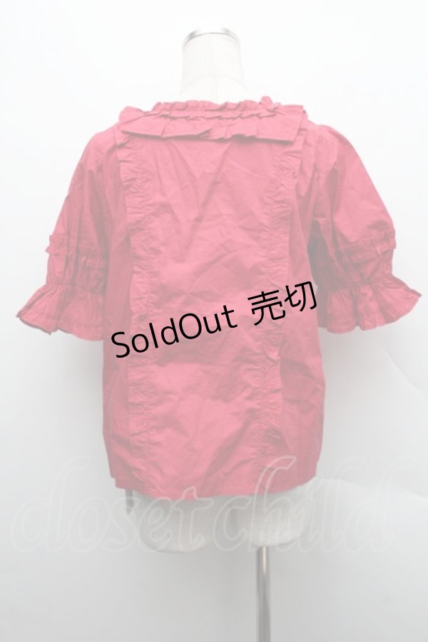 画像2: Chalmiere / スクエア開きコットンブラウス  赤 S-25-12-15-025-AX-BL-AS-ZS (2)