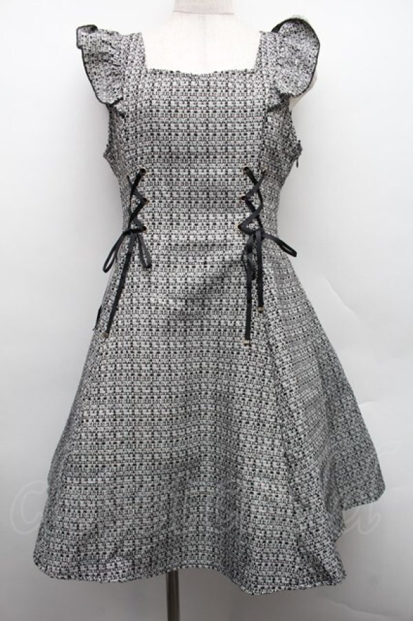 画像1: Amavel / ダブルスピンドルツイードジャンパースカート  黒 S-25-12-15-027-CA-OP-HR-ZS (1)