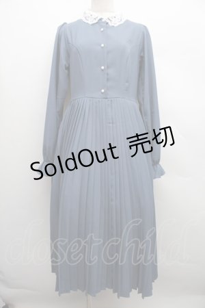 画像: m petit by misako / AM*レースエリプリーツワンピース L 紺 S-25-12-15-035-LO-OP-AS-ZS