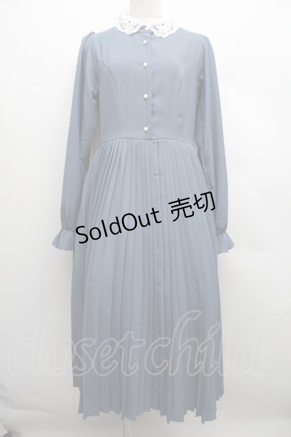 画像1: m petit by misako / AM*レースエリプリーツワンピース L 紺 S-25-12-15-035-LO-OP-AS-ZS (1)