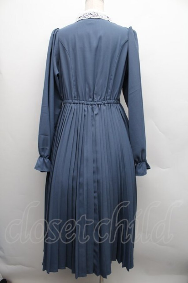 画像2: m petit by misako / AM*レースエリプリーツワンピース L 紺 S-25-12-15-035-LO-OP-AS-ZS (2)