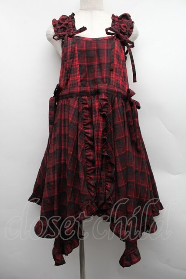 画像1: Candy Stripper / FRILL CHECK MINI ワンピース  赤 S-25-12-15-039-PU-PA-AS-ZS (1)