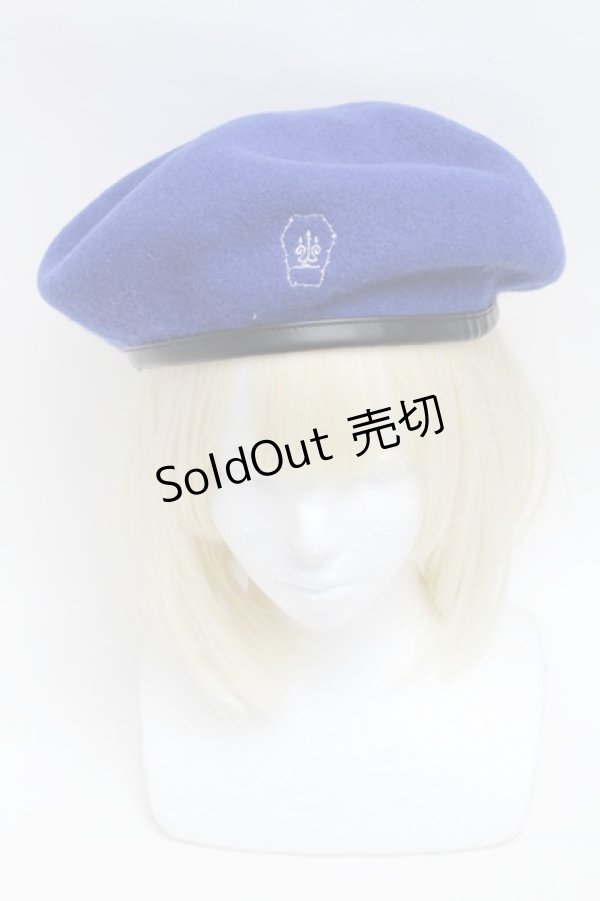 画像2: Moi-meme-Moitie / 棺ロゴ刺繍ベレー帽  青 S-25-12-16-004-MO-AC-AS-ZS (2)