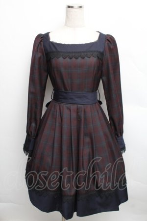 画像: Sheglit / Janeタックワンピース  ワインｘ紺 S-25-12-16-033-EL-OP-AS-ZS