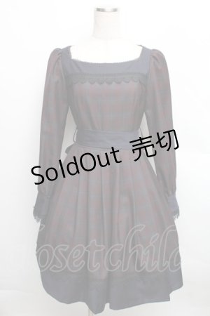 画像: Sheglit / Janeタックワンピース  ワインｘ紺 S-25-12-16-033-EL-OP-AS-ZS