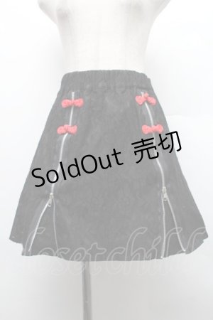 画像: 【SALE】ALGONQUINS / チャイナボタン配色ZIPスカート  ブラック×レッド S-25-12-16-043-AL-SK-OW-ZT520