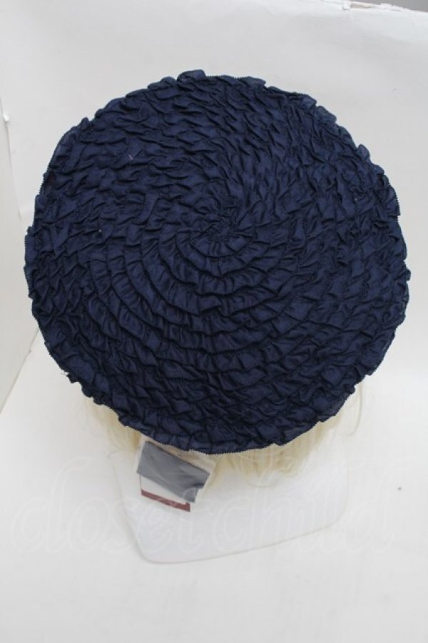 画像3: PINK HOUSE / ローンフリルベレー帽  紺 S-25-12-16-005-LO-AC-AS-ZS (3)