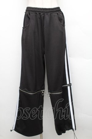 画像: LISTEN FLAVOR / ジャージパンツ  黒ｘ白 S-25-12-16-047-PU-PA-AS-ZS