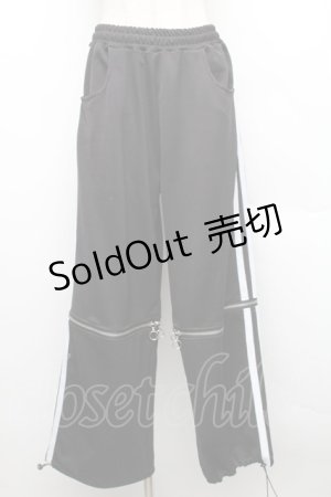 画像: 【SALE】LISTEN FLAVOR / ジャージパンツ  黒ｘ白 S-25-12-16-047-PU-PA-AS-ZT520