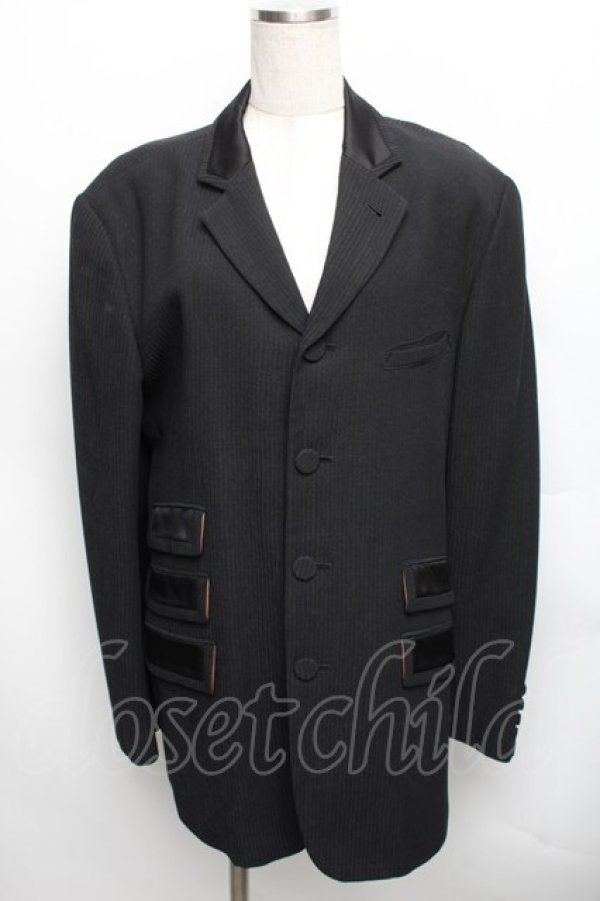画像1: Jean Paul GAULTIER / HOMME ストライプテーラードジャケット 50 黒 S-25-12-16-017-GO-JA-AS-ZS (1)