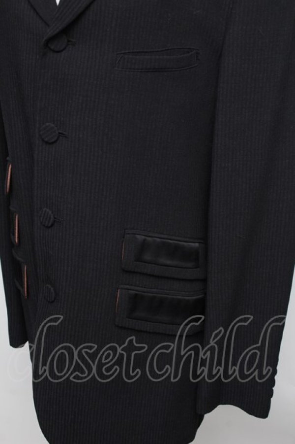 画像3: Jean Paul GAULTIER / HOMME ストライプテーラードジャケット 50 黒 S-25-12-16-017-GO-JA-AS-ZS (3)