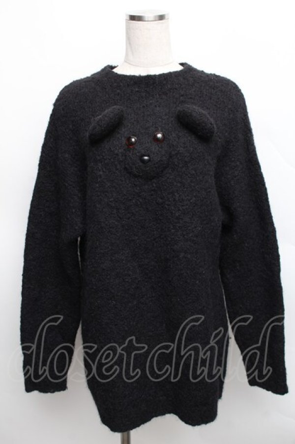 画像1: Candy Stripper / くまフェイスニット  黒 S-25-12-16-022-PU-TO-HR-ZT1220S (1)