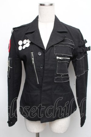 画像: STIGMATA / パンクミリタリージャケット  黒 S-25-12-16-024-GO-JA-HR-ZS